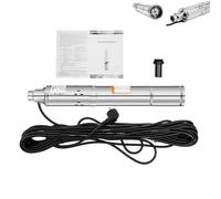 Bomba para pozos profundos de 3 pulgadas, 250 W, 220-240 V, acero inoxidable, bomba sumergible con cable de 20 m, altura de extracción de 80 m y caudal de 1600 l/h, IP68, resistente al agua para riego
