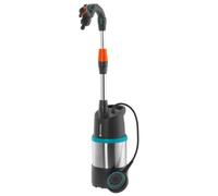 Bomba para recogida de aguas pluviales GARDENA 4700/2 inox con cable: Bomba sumergible a presión con filtro integrado, caudal 4700 l/h, carcasa inox, válvula para ajustar la cantidad de agua (1764-20)