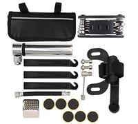 Bomba portátil 120PSI 16 en 1 Kit de Parche de reparación de inflador de neumáticos multifunción Piezas de Bicicleta (Plata)