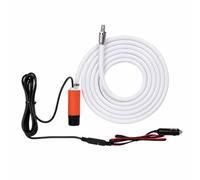Bomba Portátil Exterior Eléctrica Bomba de Agua con Tubo PVC 4 M y Bolsa Conector Cuádruple y Llave Alimentación 12V Encendedor O Pinzas Adecuada para Camping Coche Barco Mantenimiento Doméstico