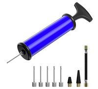 Bomba para balones con 5 Agujas, Bomba portátil para balones de fútbol, Rugby, Voleibol, Baloncesto, Balonmano y Otros balones hinchables, Manual inflador de balones Azul