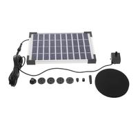 Bomba Solar para Estanque Panel 5.0w y 6 Boquillas Negras | ABS Plástico, Chorros Múltiples y Elevación Máxima 90cm, para Jardín, Patio y Decoración Exterior