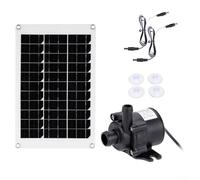 Bomba solar para fuente con kit de filtro para estanque, silenciosa, 50 W, 12 V, caudal de 350 l/h, para estanques exteriores y fuentes de jardín.- Incluye panel solar, cables de CC y ventosas