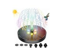 Bomba solar para fuente de jardín de 3 W con luces LED que cambian de color y 7 boquillas para estanques y fuentes de agua exteriores.