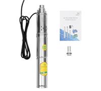 Bomba solar para pozos profundos, CC 24 V, 370 W, carcasa de acero inoxidable, bomba sumergible de 65 m, caudal nominal de 2 m³/h, bomba de agua sumergible para pozos, riego de granjas