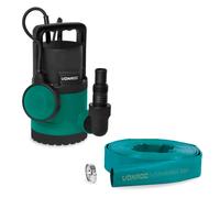 Bomba sumergible 300W - 6500 l/h - Agua limpia y ligeramente contaminada | Set completo con manguera plana de 10 m