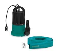 Bomba sumergible 400W - 6000 l/h - Succión plana hasta 1 mm | Set completo con manguera plana de 10 m
