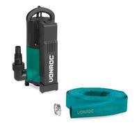 Bomba sumergible 750W - 14.000 l/h - Interruptor de flotador integrado - Agua sucia y limpia | Set completo con manguera plana de 10 m