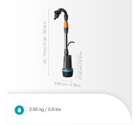 Bomba sumergible a bateria gardena 14605-20 de 18w de potencia 2.5ah y un caudal de 2400 l/h
