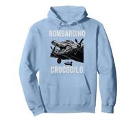 Bombardino Crocodilo Divertido Cocodrilo Italiano Brainrot Meme Sudadera con Capucha, Unisex para Adultos, Azul Polvoriento, XL