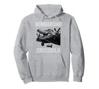Bombardino Crocodilo Divertido Cocodrilo Italiano Brainrot Meme Sudadera con Capucha, Unisex para Adultos, Gris Jaspeado, S