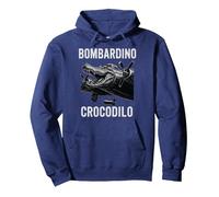 Bombardino Crocodilo Divertido Cocodrilo Italiano Brainrot Meme Sudadera con Capucha, Unisex para Adultos, Azul Marino, M