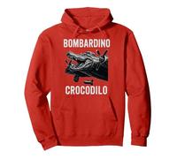 Bombardino Crocodilo Divertido Cocodrilo Italiano Brainrot Meme Sudadera con Capucha, Unisex para Adultos, Rojo, M