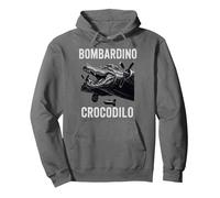 Bombardino Crocodilo Divertido Cocodrilo Italiano Brainrot Meme Sudadera con Capucha, Unisex para Adultos, Asfalto, XXL