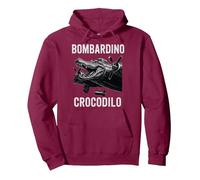 Bombardino Crocodilo Divertido Cocodrilo Italiano Brainrot Meme Sudadera con Capucha, Unisex para Adultos, Granate, M
