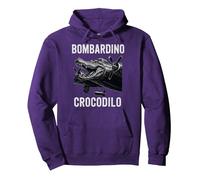 Bombardino Crocodilo Divertido Cocodrilo Italiano Brainrot Meme Sudadera con Capucha, Unisex para Adultos, Morado, L