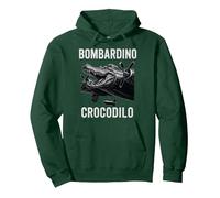 Bombardino Crocodilo Divertido Cocodrilo Italiano Brainrot Meme Sudadera con Capucha, Unisex para Adultos, Verde Bosque, M