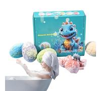 Bombas de baño con forma de huevo de dinosaurio: juego efervescente de 6 piezas, oculto dentro de cada, fórmula hidratante, colores vibrantes del, experiencia d
