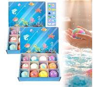 Bombas de baño con temática oceánica con sorpresa en el interior, paquete de 12/24, colorido juego de regalo de bombas de baño con juguetes ocultos, divertidas bolas de baño de burbujas(24 pcs)