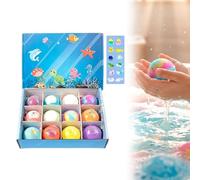 Bombas de baño con temática oceánica con sorpresa en el interior, paquete de 12/24, colorido juego de regalo de bombas de baño con juguetes ocultos, divertidas bolas de baño de burbujas(12 pcs)