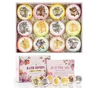Bombas de baño Juego de regalo 12 unidades, 6 fragancias florales sagradas, aceites esenciales naturales orgánicos, 80 g de sales de baño, bombas de ducha, disfruta de la piel de spa hidratante