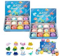 Bombas de baño naturales para niños con mega burbujas y sorpresa en el interior, paquete de 12 bombas de baño orgánicas, suaves y para niños con juguetes de primavera sorpresa en el interio (2PC)