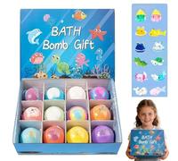 Bombas de Baño Niños con Juguete Surprise, 12 Bolas de Baño Niños con Juguete, Lindos Animales Bomba de Baños Gaseosa para Niñas, Juguetes Animales Marinos Juego Bolas de Sales de Baños Regalo