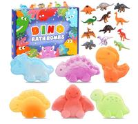 Bombas de baño para niños, 6 unidades, diseño de dinosaurios, bombas de baño para niños con sorpresa, hechas a mano, para piel seca y spa de bienestar, regalo para niños de 4 5 6 7 8 9