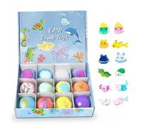 Bombas de baño para niños con juguetes en el interior - Paquete de 12 bombas de baño naturales para niños con juguetes sorpresa, temática de criaturas marinas ;1 ;1