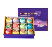 Bombas de baño para niños con sorpresa en el interior - Paquete de 12, 60 bombas de baño naturales cada una con lindas figuras luminosas para niños y niñas, ducha de burbujas relajante