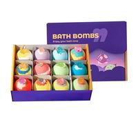 Bombas de baño para niños con sorpresa en el interior, paquete de 12 bombas de baño naturales con bonitas figuras luminosas para niños y niñas, ducha de burbujas relajante, 60 cada una