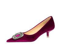 Bombas de invitado de Boda para Mujeres Elegantes con Dedo del pie Puntiagudo y Diamantes de imitación, Tacones de Gatito bajo de 1.77 Pulgadas para Ocasiones Elegantes