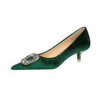 Bombas de invitado de Boda para Mujeres Elegantes con Dedo del pie Puntiagudo y Diamantes de imitación, Tacones de Gatito bajo de 1.77 Pulgadas para Ocasiones Elegantes