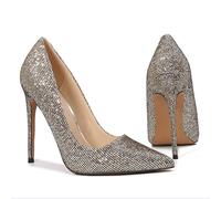 Bombas de Lentejuelas para Mujeres Tacones de Aguja de Tacones de Estilete Cerrados Zapatos de Vestidos de Punta Puntiaguda para el Trabajo de la Oficina del Trabajo de Bodas