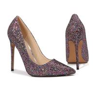 Bombas de Lentejuelas para Mujeres Tacones de Aguja de Tacones de Estilete Cerrados Zapatos de Vestidos de Punta Puntiaguda para el Trabajo de la Oficina del Trabajo de Bodas