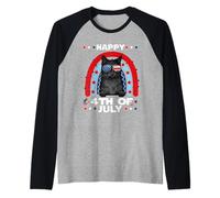 Bombay Cat Happy 4th of July Patriotic American Cats Lovers Camiseta Manga Raglan