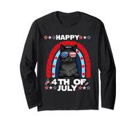 Bombay Cat Happy 4th of July Patriotic American Cats Lovers Manga Larga