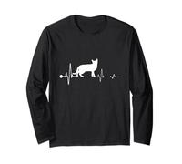 Bombay Cat Heartbeat Funny Kitten For Cats Lovers Manga Larga