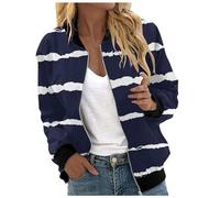 Bomber Flores Mujer, Chaquetas De Verano Mujer, Elástica Puños Retro Moda Ligera para Exteriores Elástica Cardigan Bomber Sin Sombrero Casuales Cómodos Suelto Jacket Ligera Versátil Béisbol