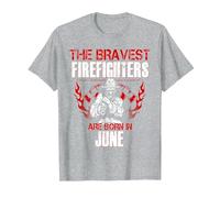 Bombero Cumpleaños Junio Brave Bomberos Hombres Mujeres Papá Papá Camiseta, Hombre, Gris Jaspeado, 6XL