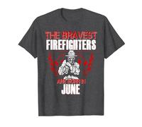 Bombero Cumpleaños Junio Brave Bomberos Hombres Mujeres Papá Papá Camiseta, Hombre, Jaspeado Oscuro, 6XL