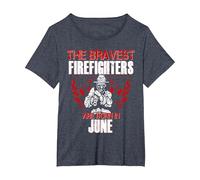 Bombero Cumpleaños Junio Brave Bomberos Hombres Mujeres Papá Papá Camiseta, Mujer Tallas Grandes, Azul Jaspeado, 6XL Grande