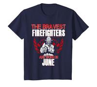 Bombero Cumpleaños Junio Brave Bomberos Hombres Mujeres Papá Papá Camiseta, Niños, Azul Marino, 6 años
