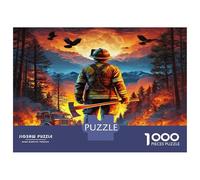 Bombero en un Incendio Forestal 1000 Piezas Paquete De Puzzle Heroísmo Valiente Puzzle Cochetón Extra Grueso - Favorito De Coleccionistas, Relajación, Regalo para Viajes O Fiestas 38x26cm/1000pcs