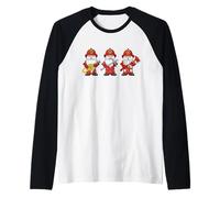 Bombero Gnomo navideño Luces Equipo de hidrantes Diversión Camiseta Manga Raglan