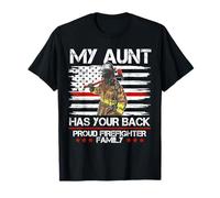 Bombero My Aunt Has Your Back Thin Red Line Idea de regalo Camiseta