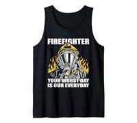 Bombero Peor día Nuestro Uniforme Diario Adulto Bombero Camiseta sin Mangas
