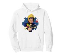 Bombero Sam - Marcha de Agua Sudadera con Capucha, Unisex para Adultos, Blanco, S