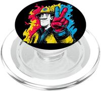 Bombero Signo de Paz Retro Pop héroe gráfico Gesto Fuego PopSockets PopGrip para MagSafe