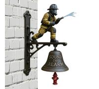 Bombero - Silueta de timbre de metal, diseño inspirado en el patrimonio ornamentado, vibrante diseño conmemorativo colgante, arreglo refinado de rescate, concepto distintivo de pieza de pared